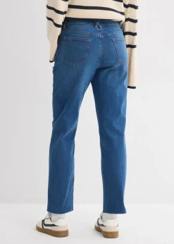 Hot Vaqueros rectos de algodón orgánico con talle medio y largo cropped Mujer Vaqueros