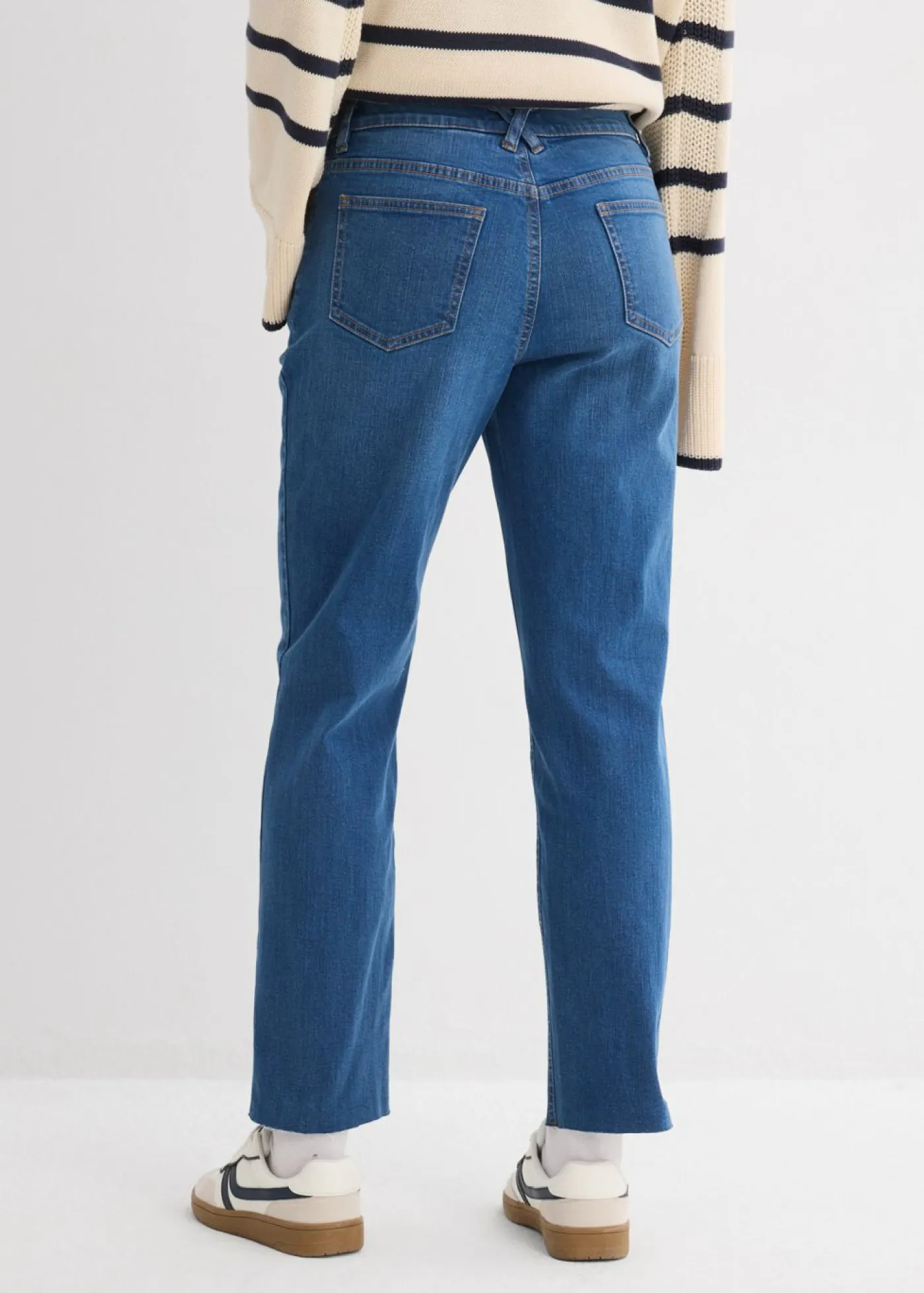 Hot Vaqueros rectos de algodón orgánico con talle medio y largo cropped Mujer Vaqueros
