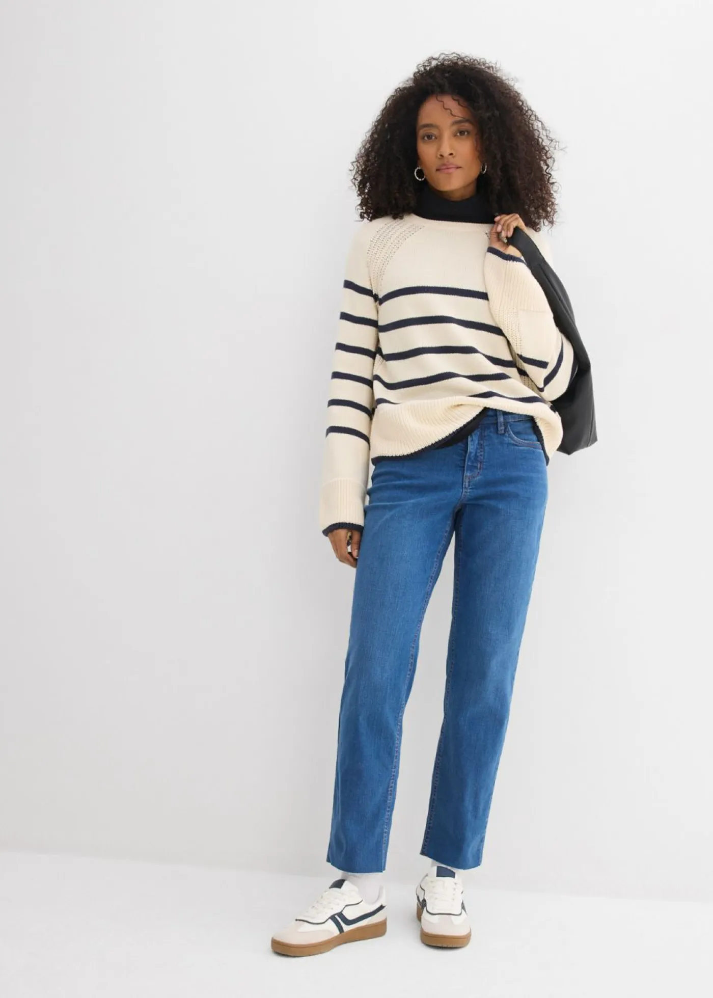 Hot Vaqueros rectos de algodón orgánico con talle medio y largo cropped Mujer Vaqueros