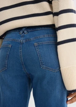 Hot Vaqueros rectos de algodón orgánico con talle medio y largo cropped Mujer Vaqueros