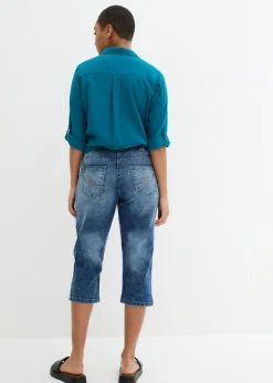 New Vaqueros rectos elásticos con talle medio Mujer Vaqueros