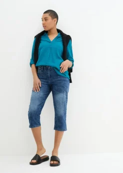 New Vaqueros rectos elásticos con talle medio Mujer Vaqueros