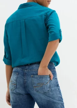 New Vaqueros rectos elásticos con talle medio Mujer Vaqueros