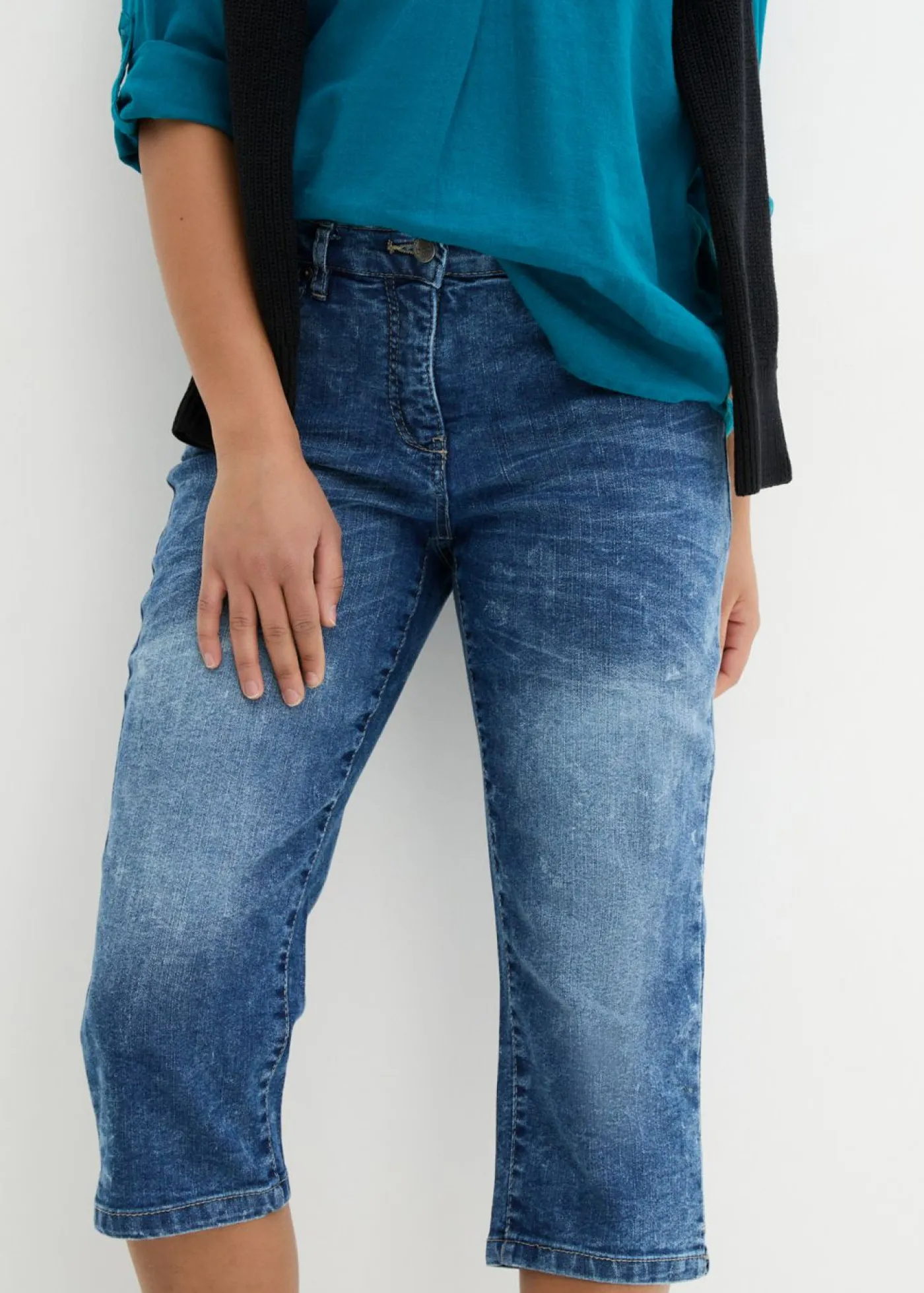 New Vaqueros rectos elásticos con talle medio Mujer Vaqueros