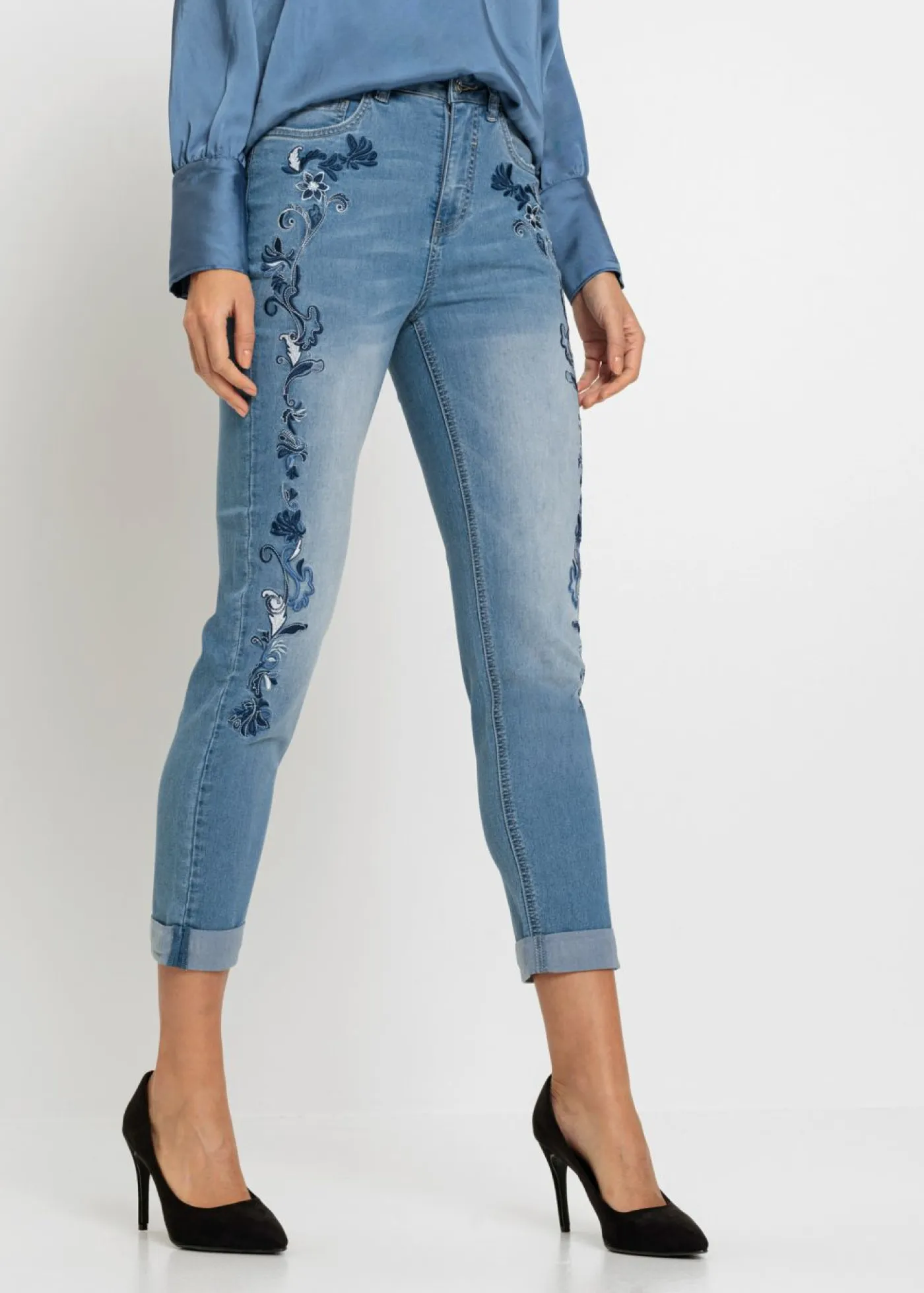 Discount Vaqueros slim fit, mid waist, cropped Mujer Vaqueros