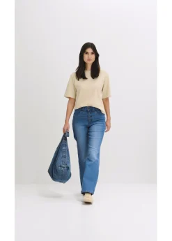Discount Vaqueros straight, high waist, elásticos Mujer Vaqueros|Novedades