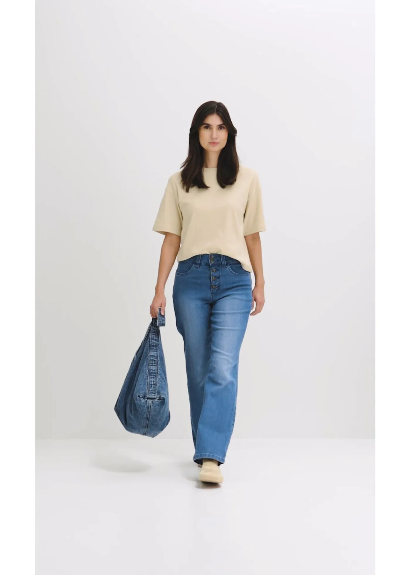 Discount Vaqueros straight, high waist, elásticos Mujer Vaqueros|Novedades