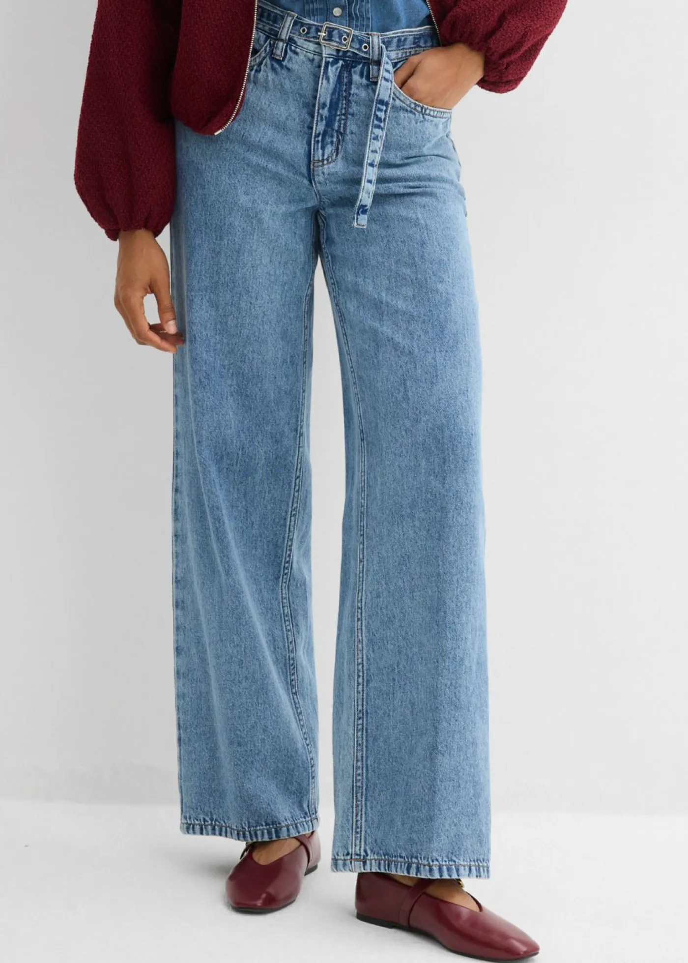 Hot Vaqueros straight, loose, mid waist, de algodón Mujer Tallas Pequeñas