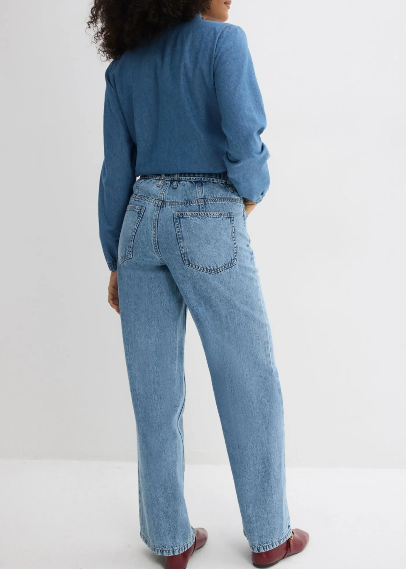 Hot Vaqueros straight, loose, mid waist, de algodón Mujer Tallas Pequeñas