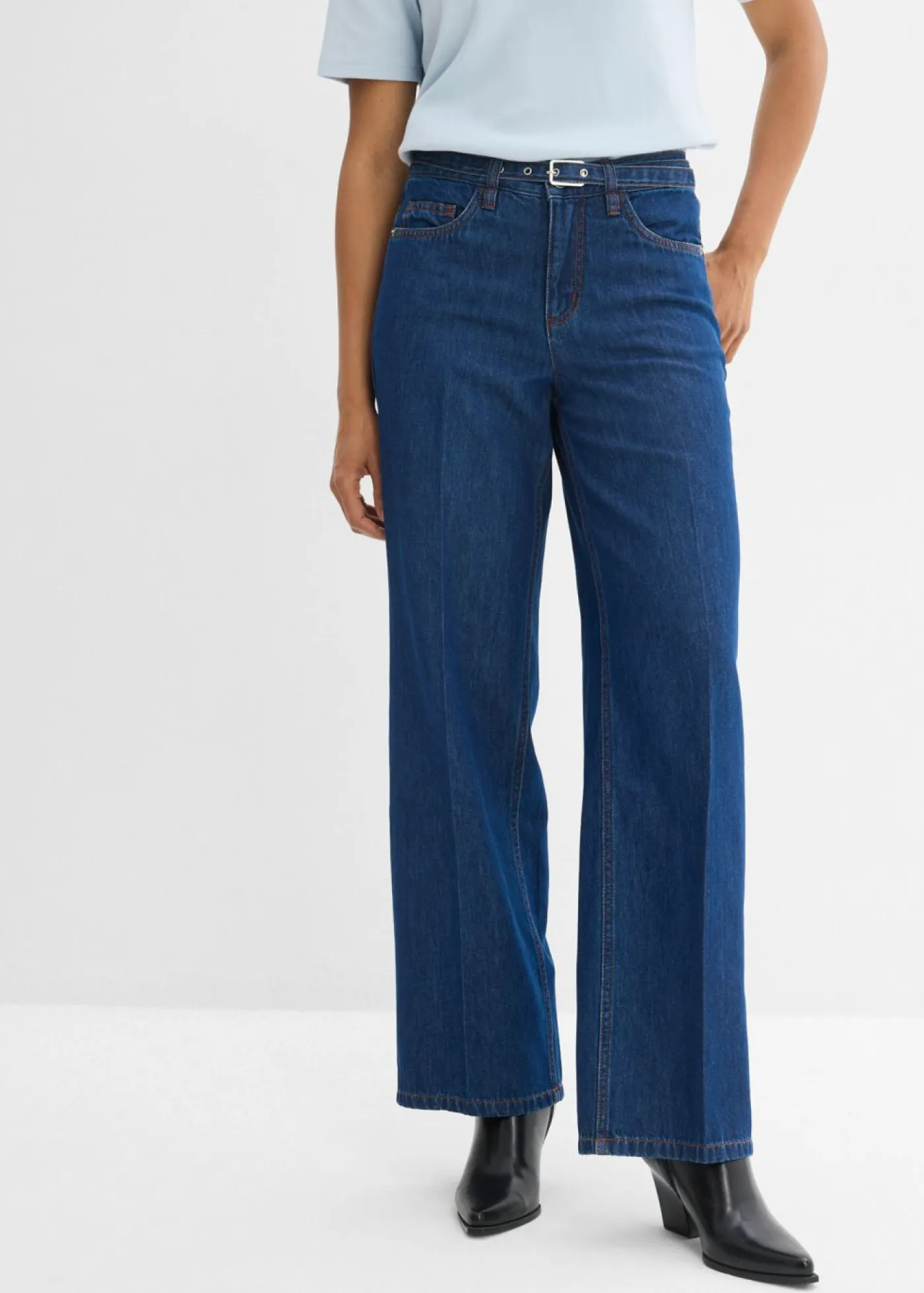 Outlet Vaqueros straight, loose, mid waist, de algodón Mujer Novedades