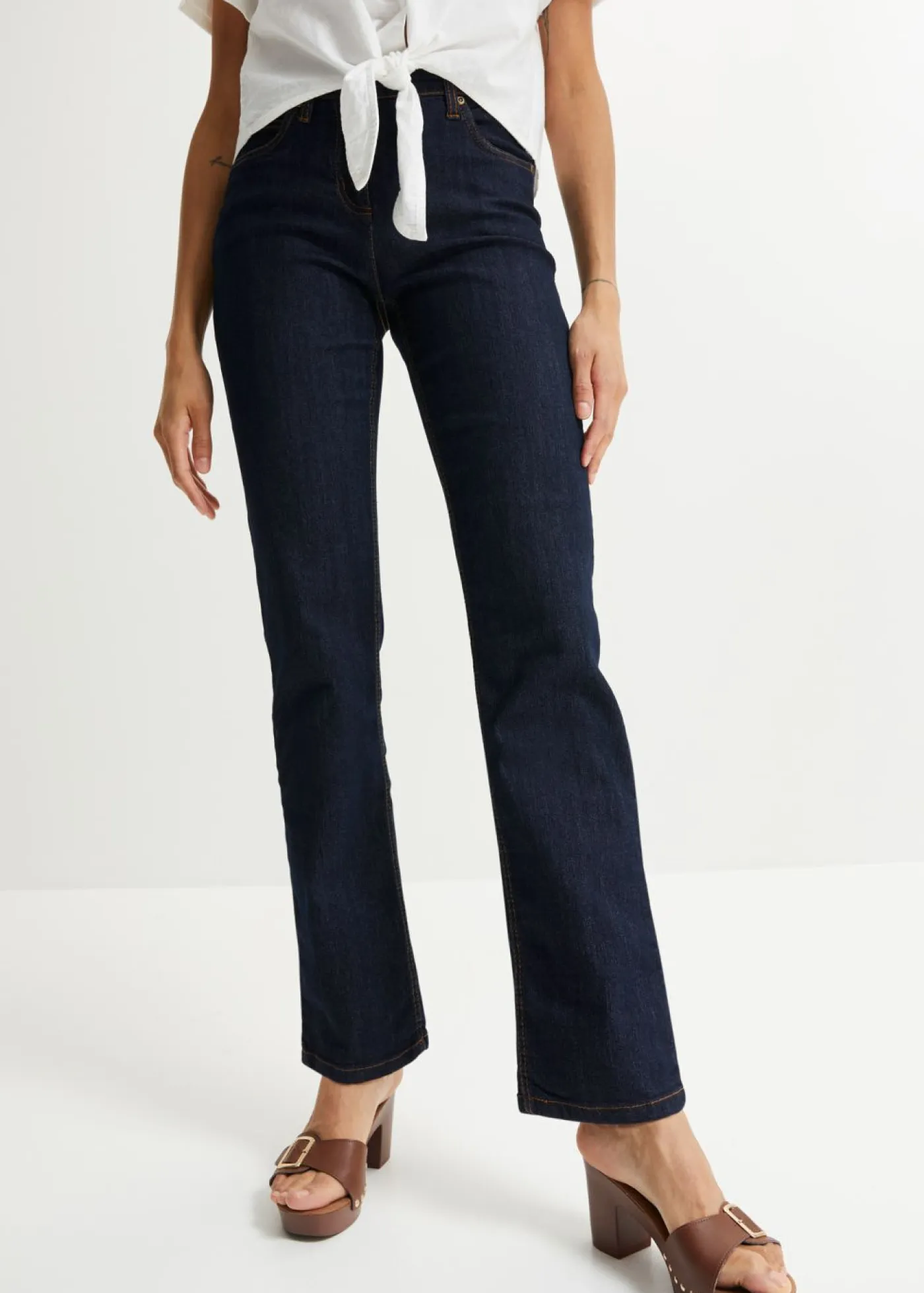 Best Vaqueros straight, mid waist, elásticos Mujer Tallas Pequeñas
