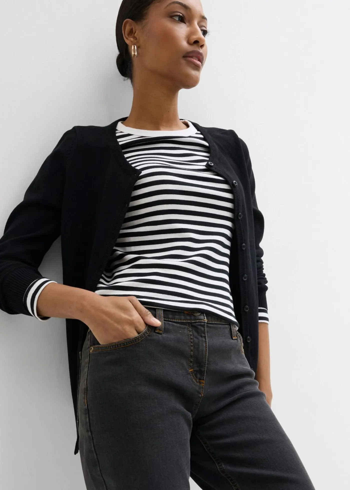 Vaqueros straight, mid waist, elásticos Mujer Tallas Pequeñas|Vaqueros