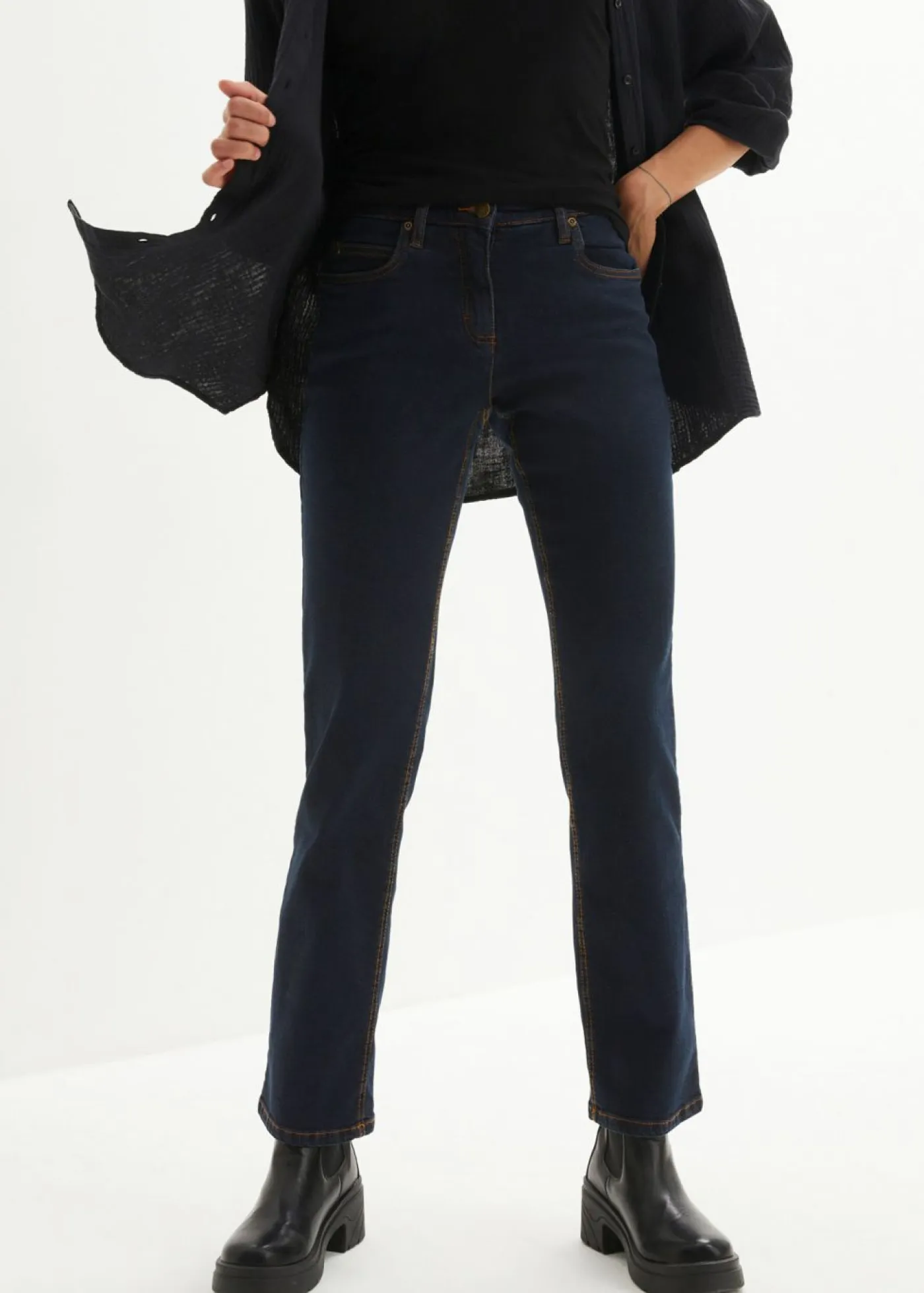 Best Vaqueros straight, mid waist, elásticos Mujer Tallas Pequeñas