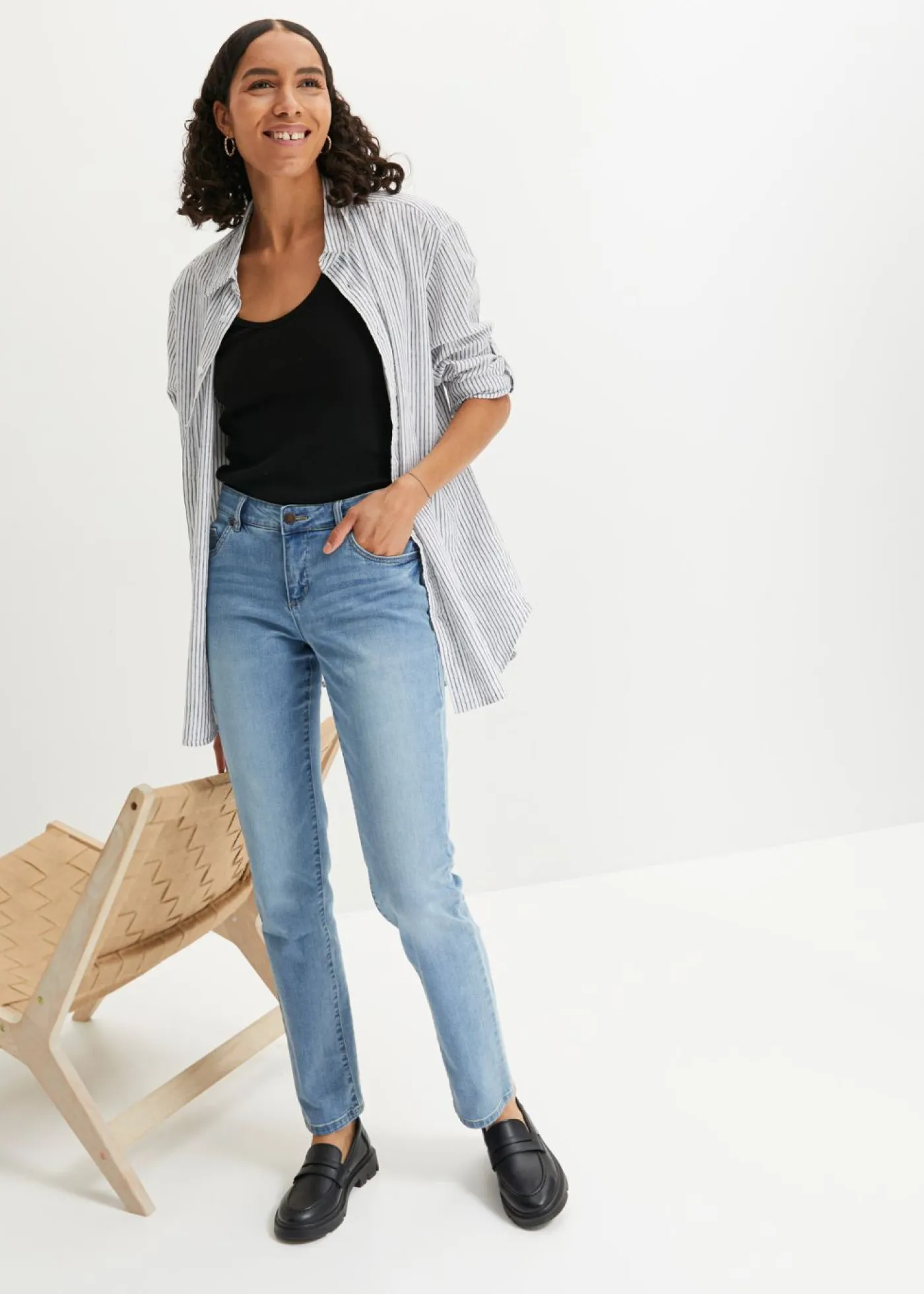 Hot Vaqueros straight, mid waist, elásticos Mujer Vaqueros