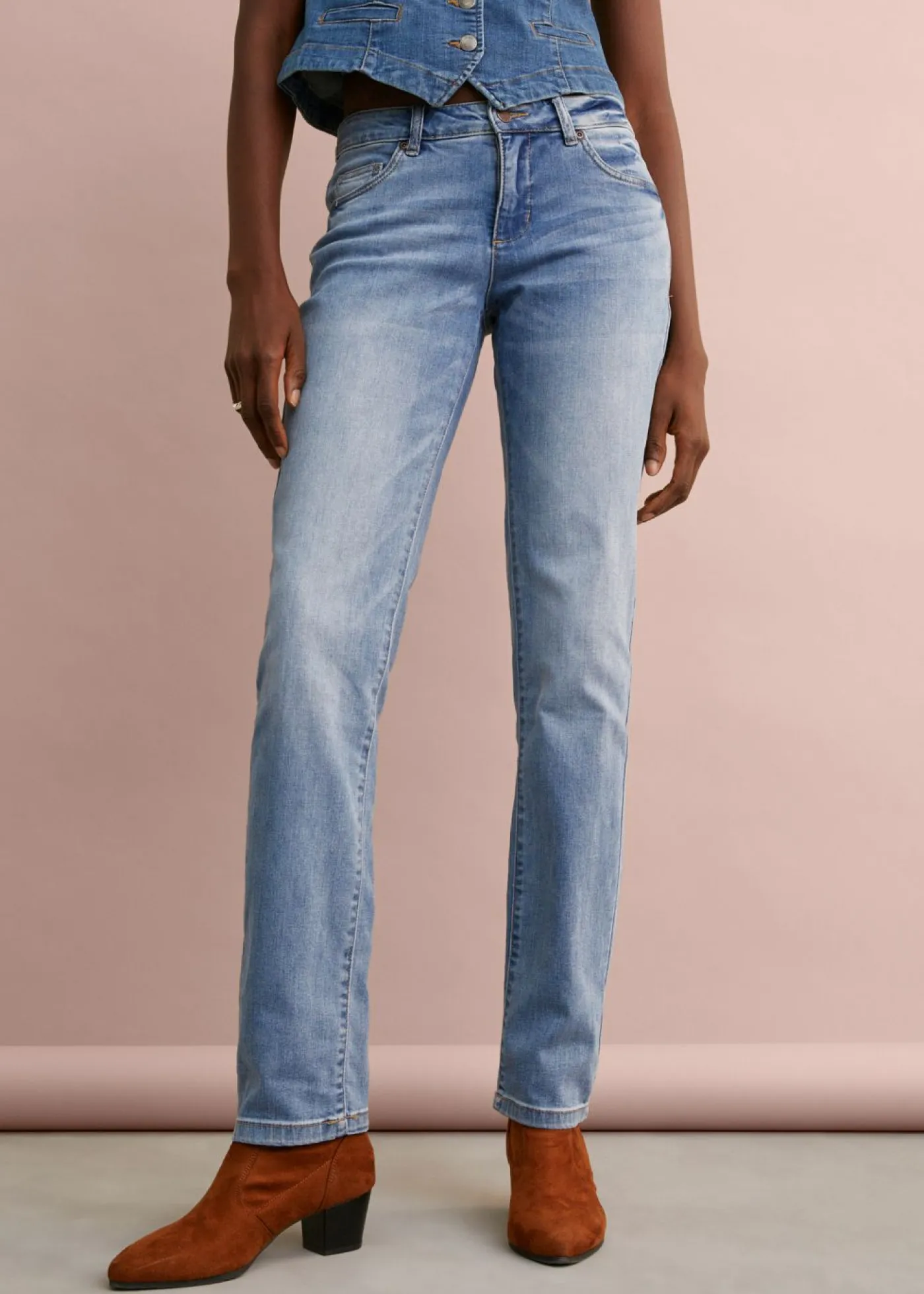 Hot Vaqueros straight, mid waist, elásticos Mujer Vaqueros