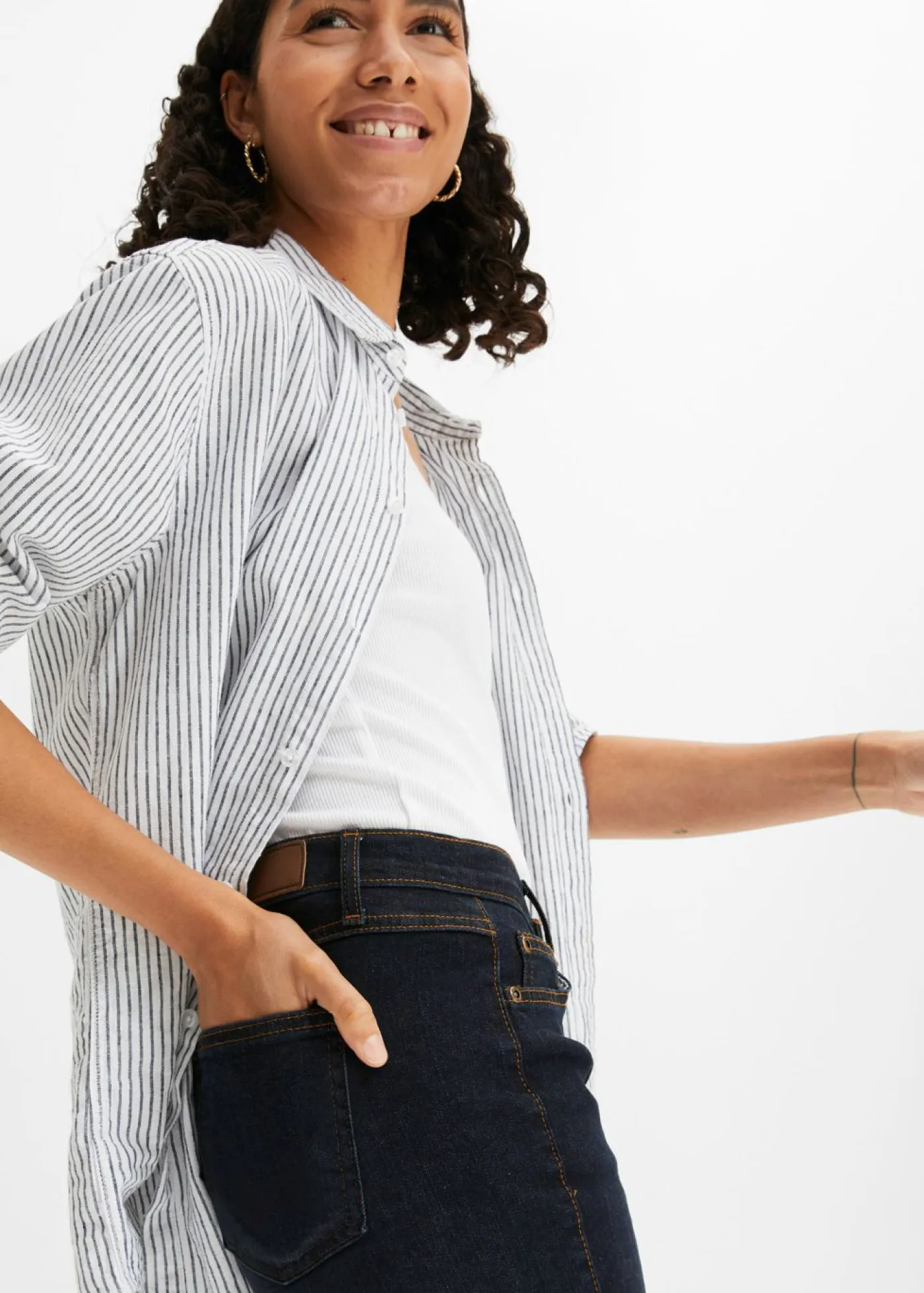 Sale Vaqueros straight, mid waist, elásticos Mujer Tallas Pequeñas|Novedades