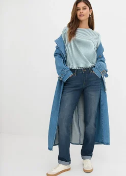 Vaqueros straight, mid waist, elásticos Mujer Tallas Pequeñas|Vaqueros