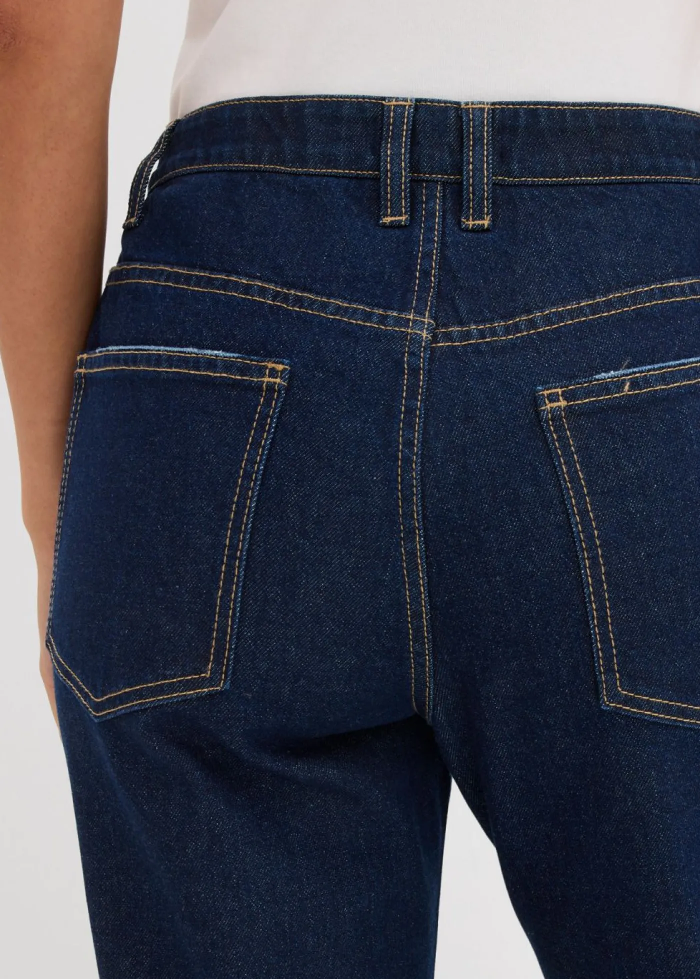Sale Vaqueros straight, mid waist, con piedras brillantes Mujer Tallas Pequeñas