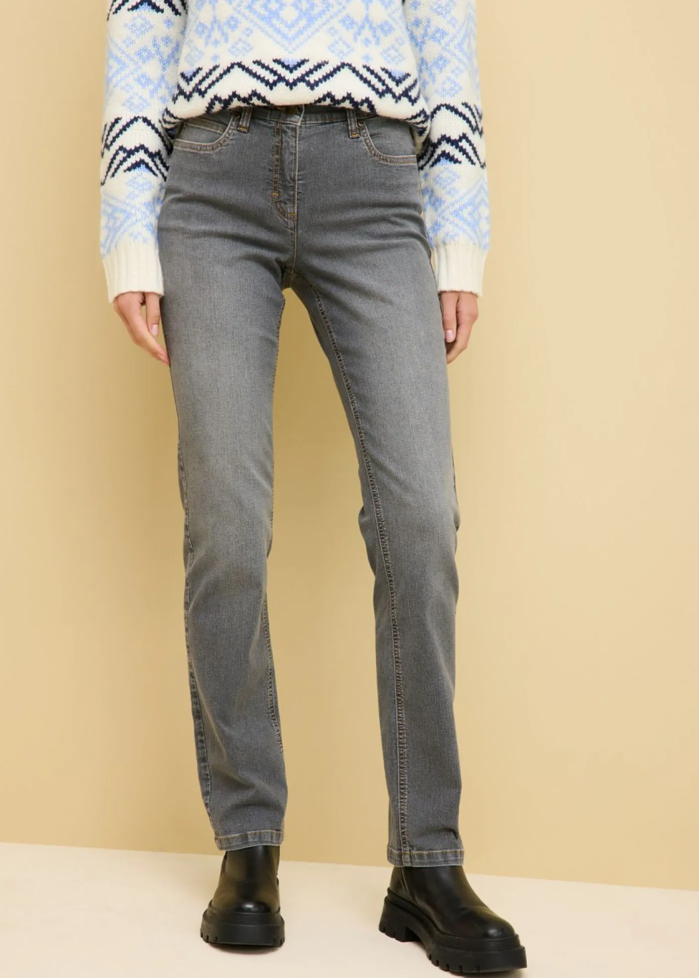 Best Vaqueros straight, mid waist, elásticos Mujer Tallas Pequeñas|Novedades