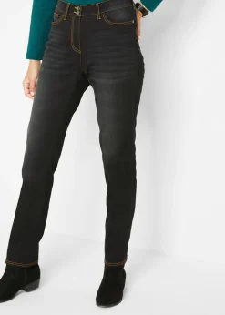 Online Vaqueros térmicos con talle medio, corte recto y cinturilla cómoda Mujer Ropa Térmica|Vaqueros