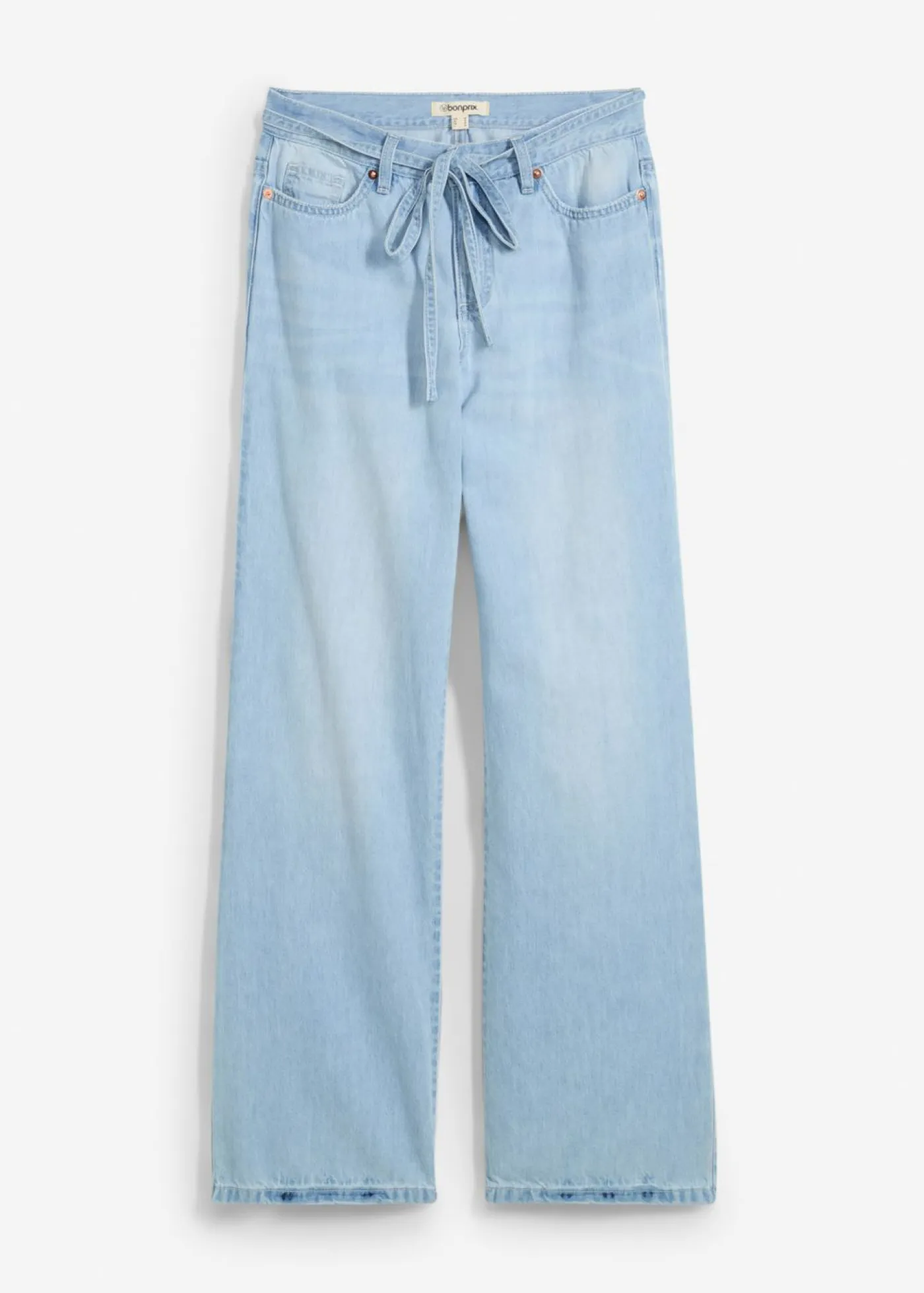 Outlet Vaqueros wide leg, mid waist, con cinturón Mujer Tallas Pequeñas