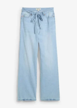Clearance Vaqueros wide leg, mid waist, con cinturón Mujer Vaqueros