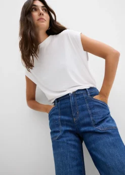 Hot Vaqueros wide leg, mid waist, con bolsillos Mujer Vaqueros