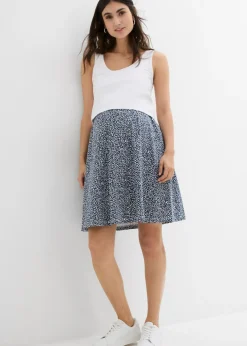 Best Vestido 2 en 1premamá y de lactancia de punto de algodón orgánico Mujer Premamá