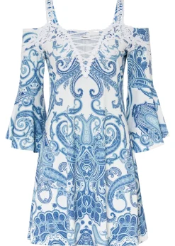 Outlet Vestido acampanado con escote bañera Mujer Vestidos|Novedades
