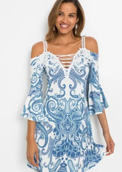 Outlet Vestido acampanado con escote bañera Mujer Vestidos|Novedades