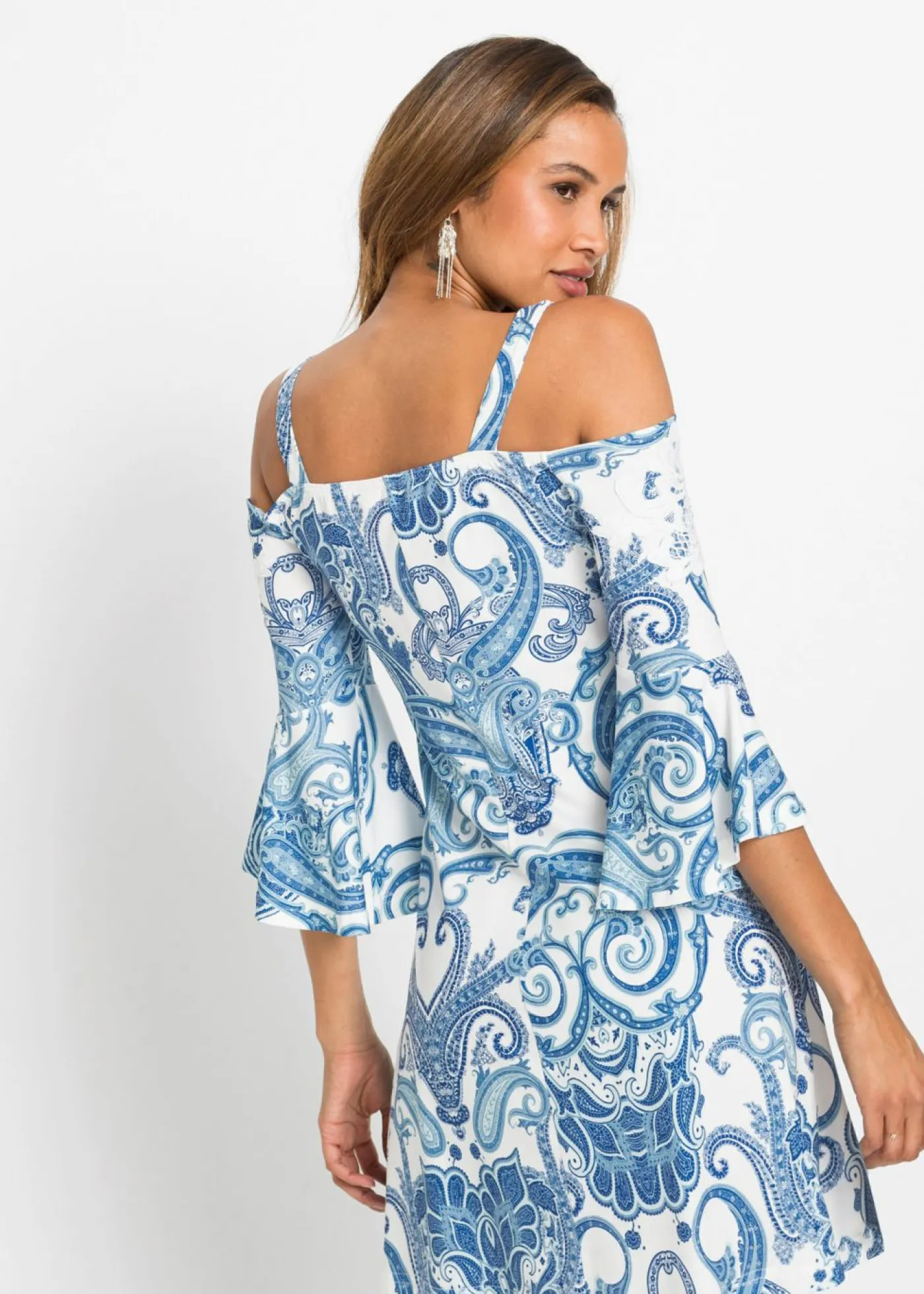 Outlet Vestido acampanado con escote bañera Mujer Vestidos|Novedades
