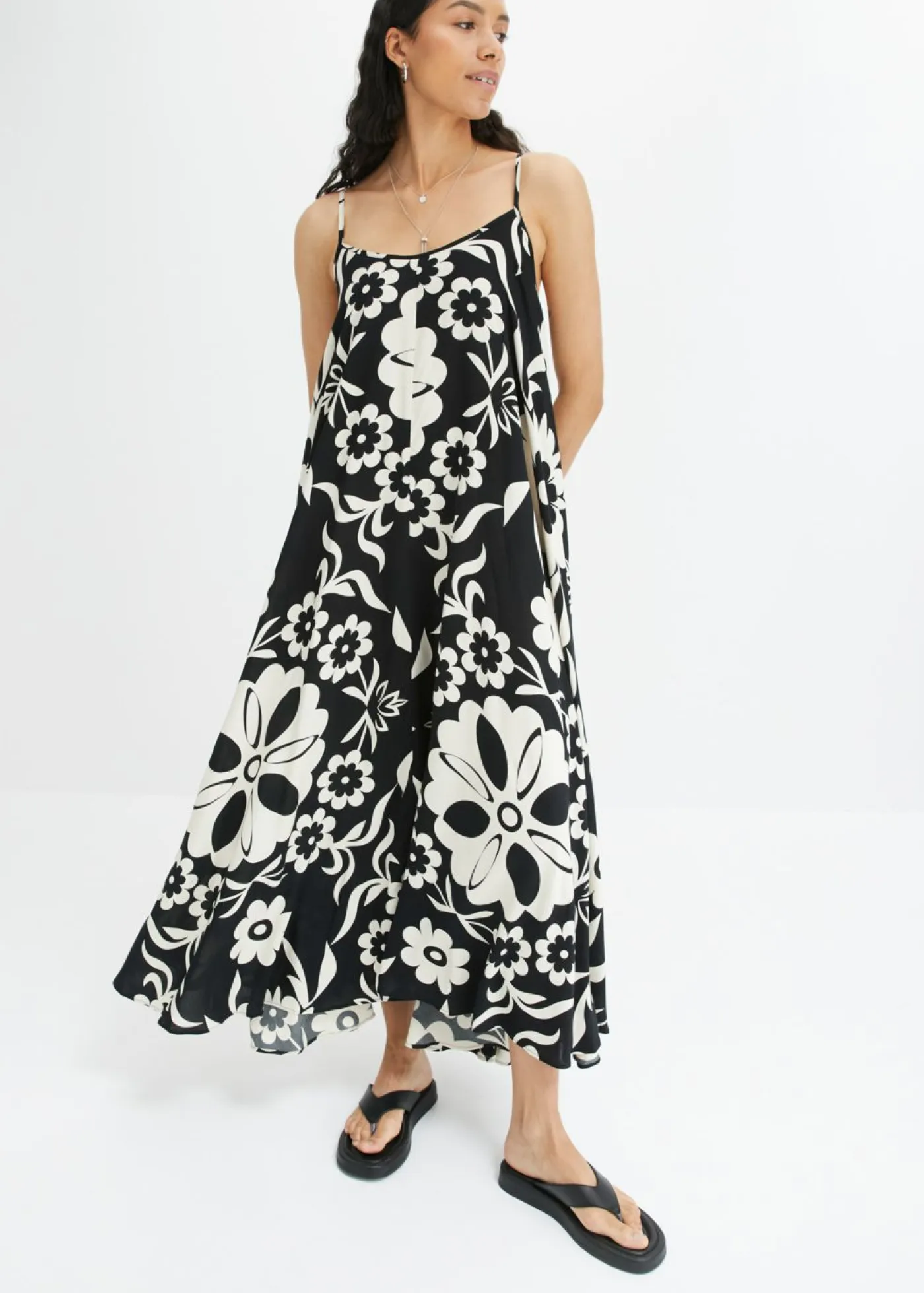 Vestido ancho de tirantes de viscosa fluida Mujer Vestidos