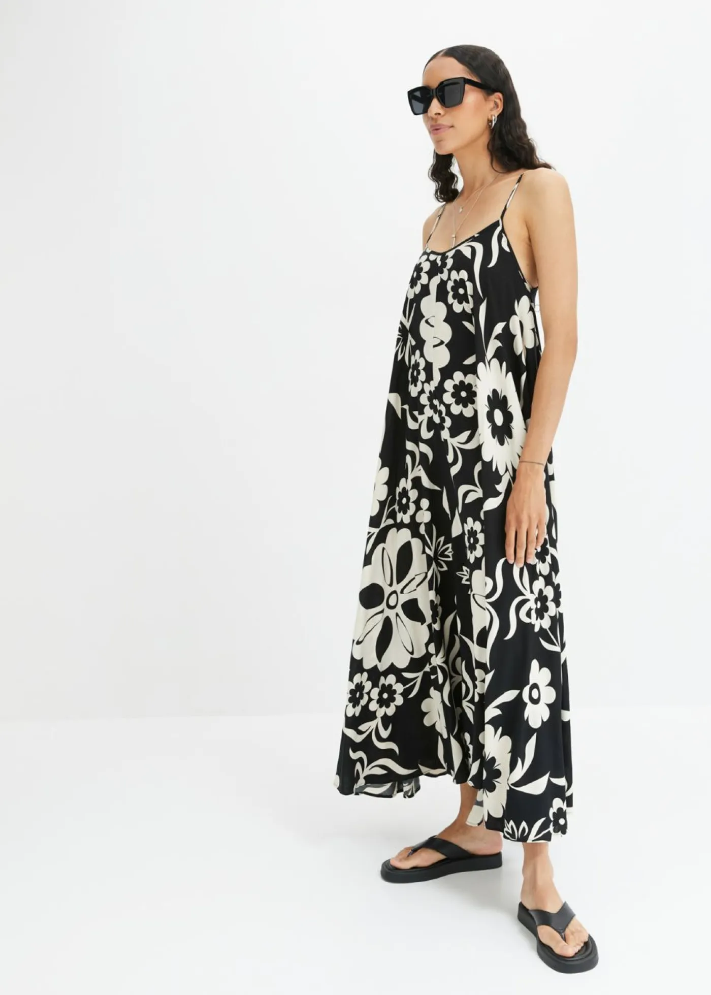 Vestido ancho de tirantes de viscosa fluida Mujer Vestidos