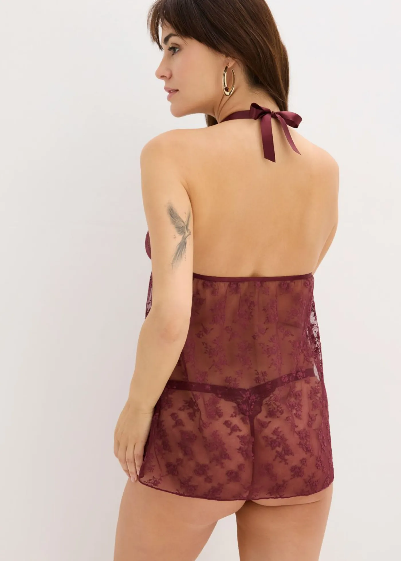 Best Vestido anudado al cuello de encaje Mujer Lencería Sexy