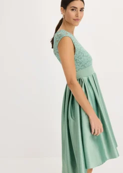 New Vestido asimétrico de satén brillante con encaje Mujer Vestidos|Ropa Elegante