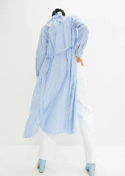 Best Vestido camisero a rayas con cordón Mujer Vestidos