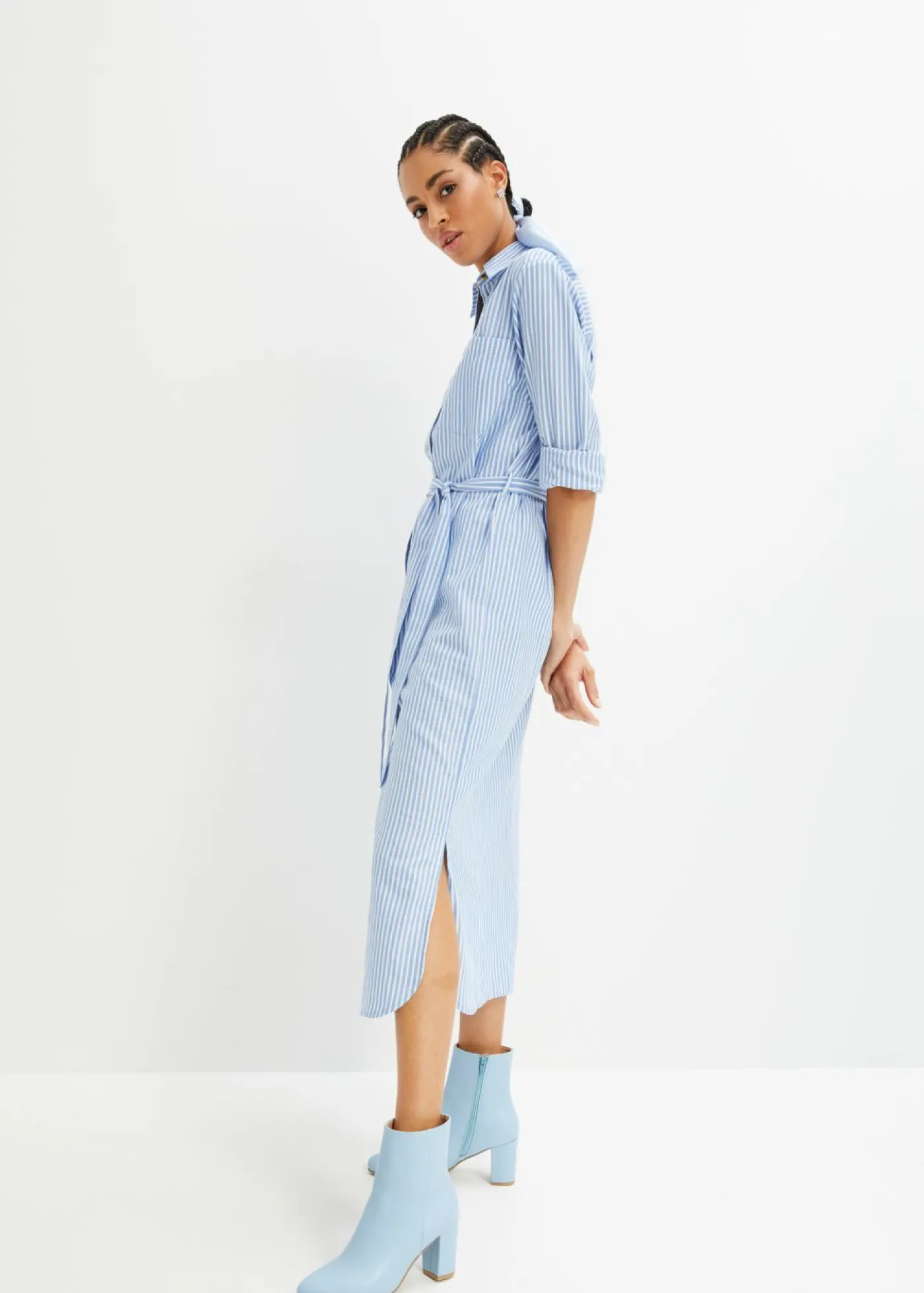 Best Vestido camisero a rayas con cordón Mujer Vestidos