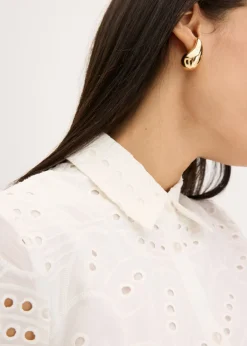 Best Vestido camisero con bordado calado Mujer Vestidos