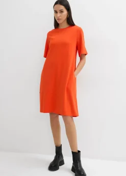 Outlet Vestido camisero con corte en A en mezcla de viscosa Mujer Esenciales|Vestidos