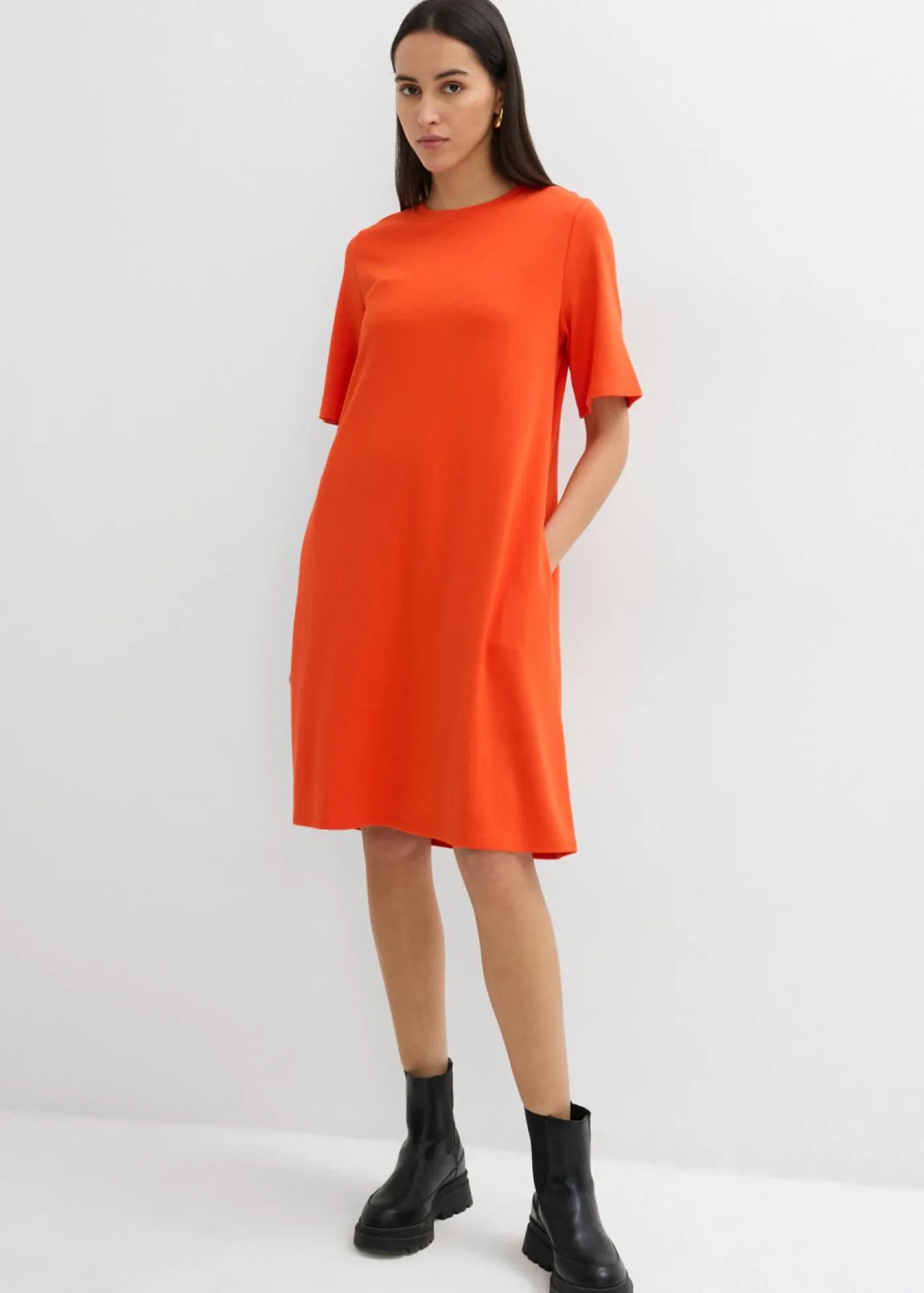 Outlet Vestido camisero con corte en A en mezcla de viscosa Mujer Esenciales|Vestidos