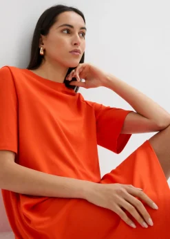 Outlet Vestido camisero con corte en A en mezcla de viscosa Mujer Esenciales|Vestidos