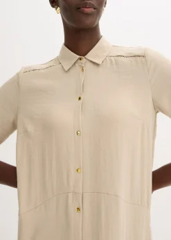 Best Vestido camisero con encaje en escalera Mujer Vestidos