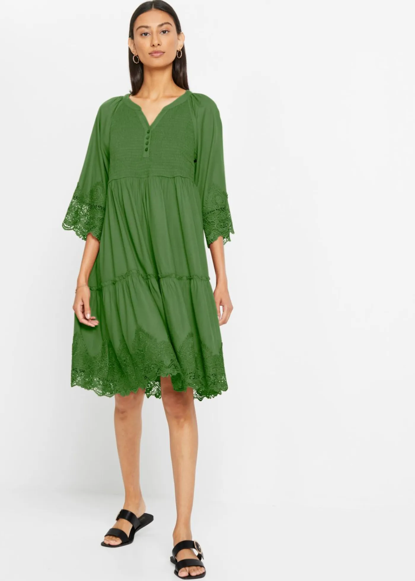 Clearance Vestido camisero con encaje Mujer Vestidos