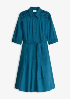Sale Vestido camisero con encaje y cordón Mujer Vestidos|Tallas Pequeñas