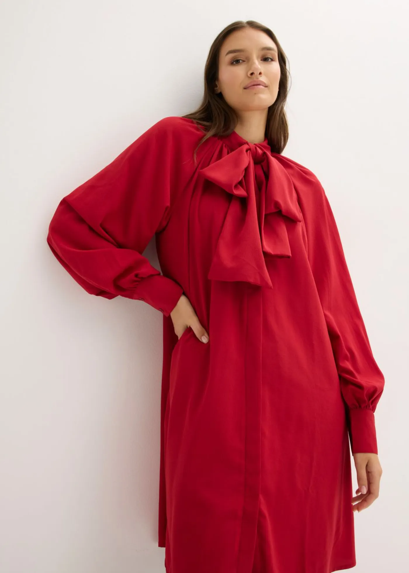 Clearance Vestido camisero con lazo en el cuello Mujer Vestidos