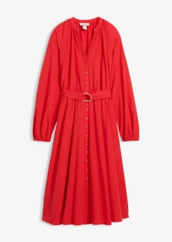 Discount Vestido camisero con parte de seda y cinturón Mujer Premium|Vestidos