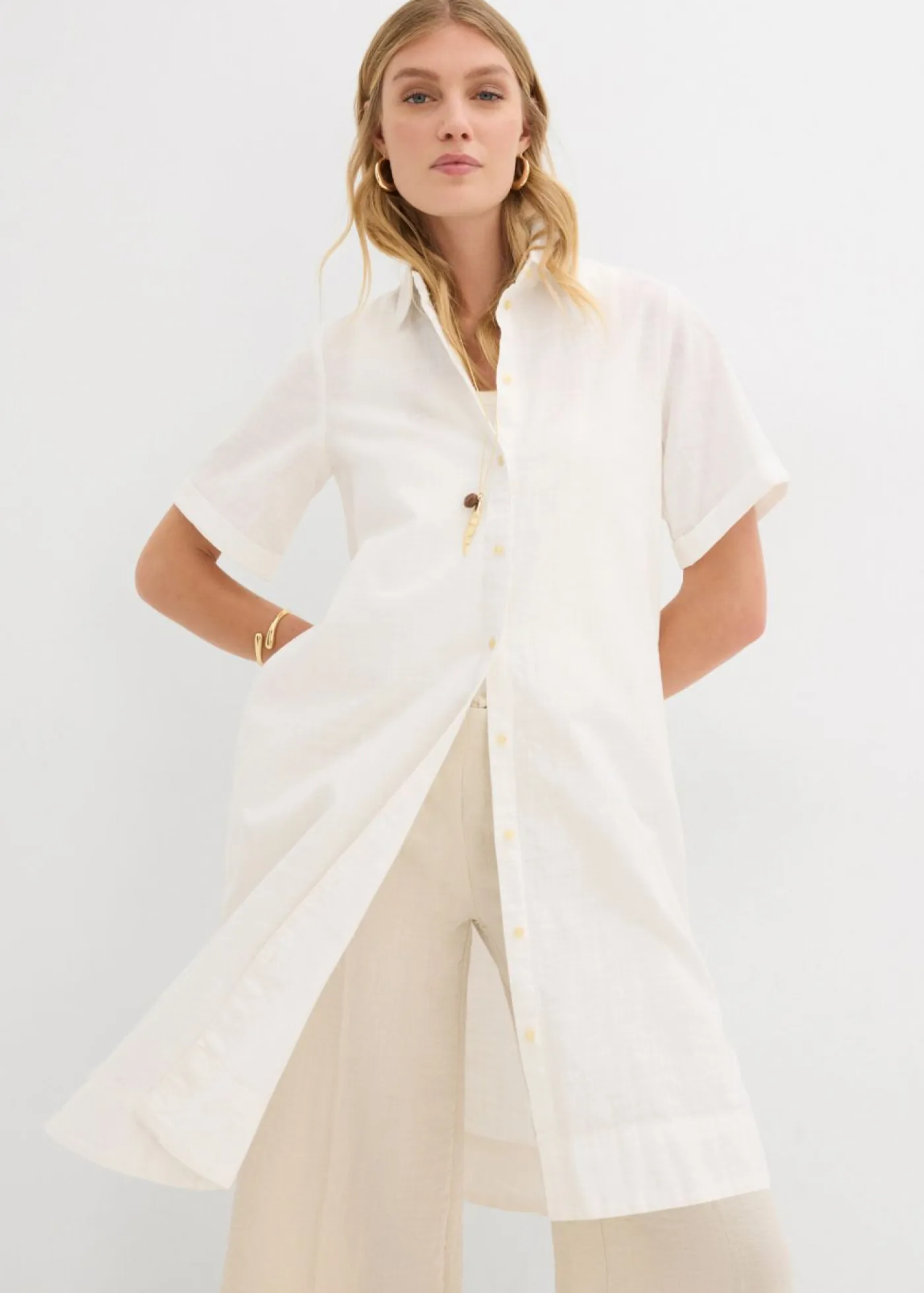 Sale Vestido camisero de algodón puro Mujer Vestidos