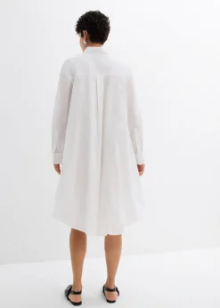 Sale Vestido camisero de algodón puro con dobladillo abullonado Mujer Esenciales|Vestidos