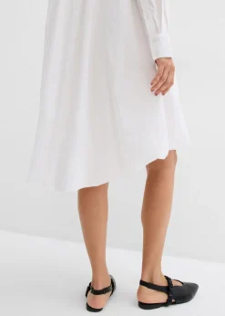 Sale Vestido camisero de algodón puro con dobladillo abullonado Mujer Esenciales|Vestidos