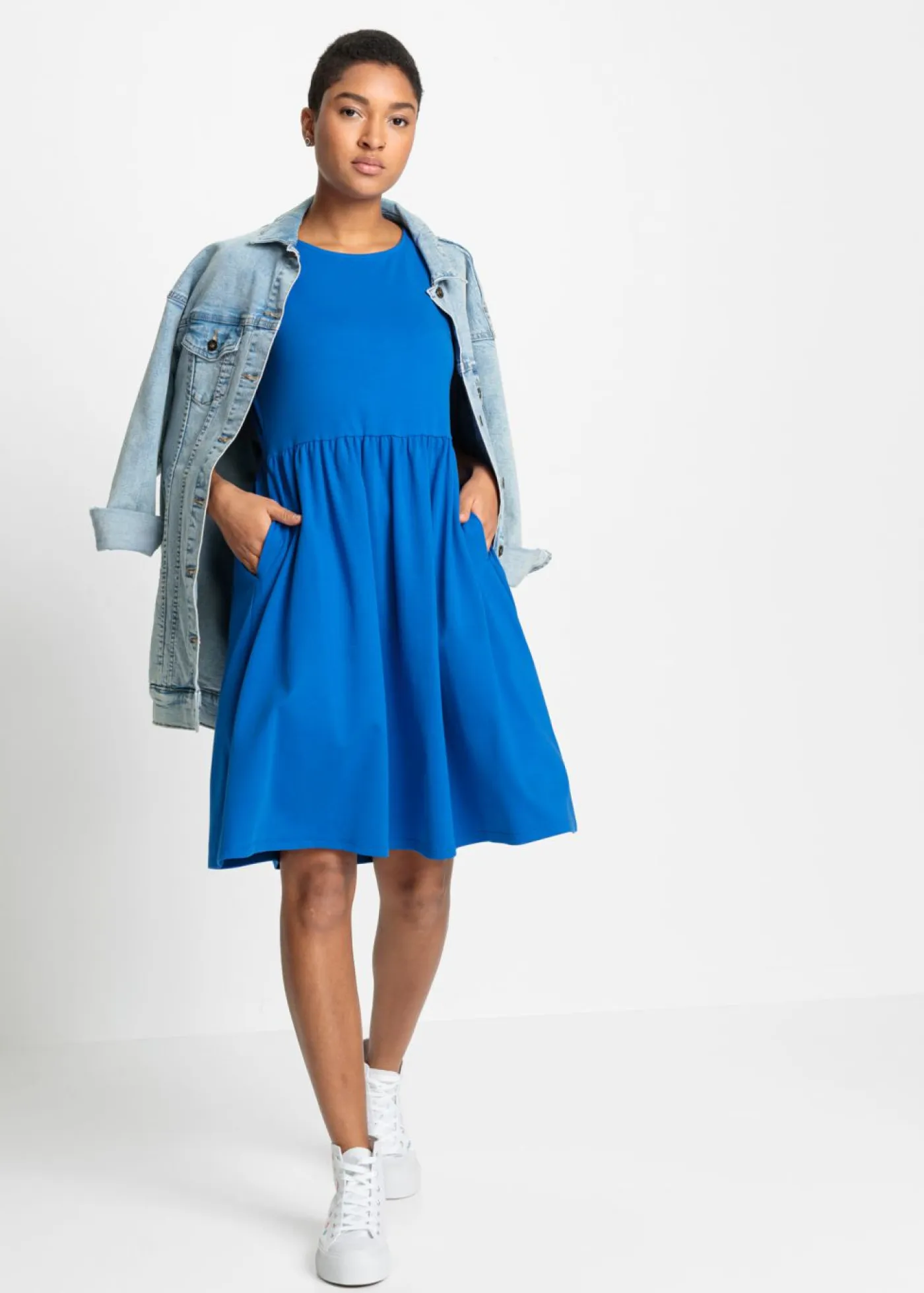 New Vestido camisero de algodón puro con bolsillos Mujer Vestidos
